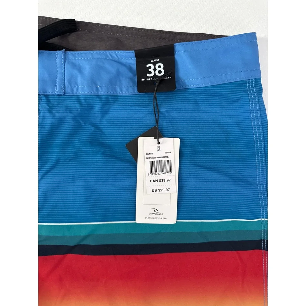 Rip Curl Daybreakers Boardshorts Blue Sunset Striped Mens 38 06UMBO 21 Outseam